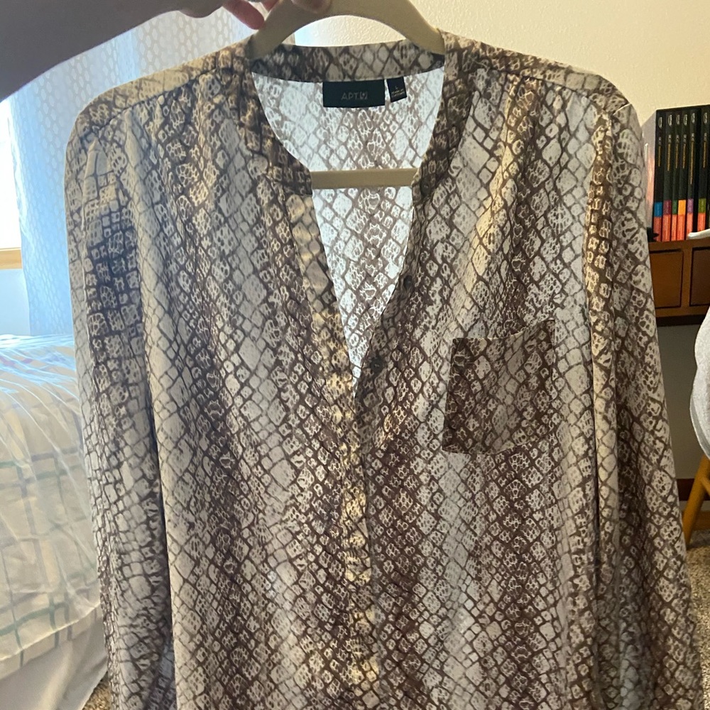 Snake Print Button Down Blouse (great for work)